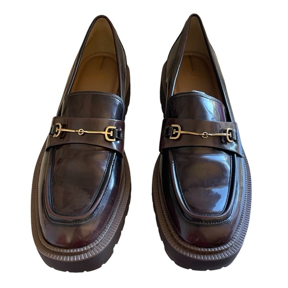 SAM EDELMAN Laurs Lug Sole Loafer Chestnut Shiny Size 10 NWOT - Picture 6 of 13
